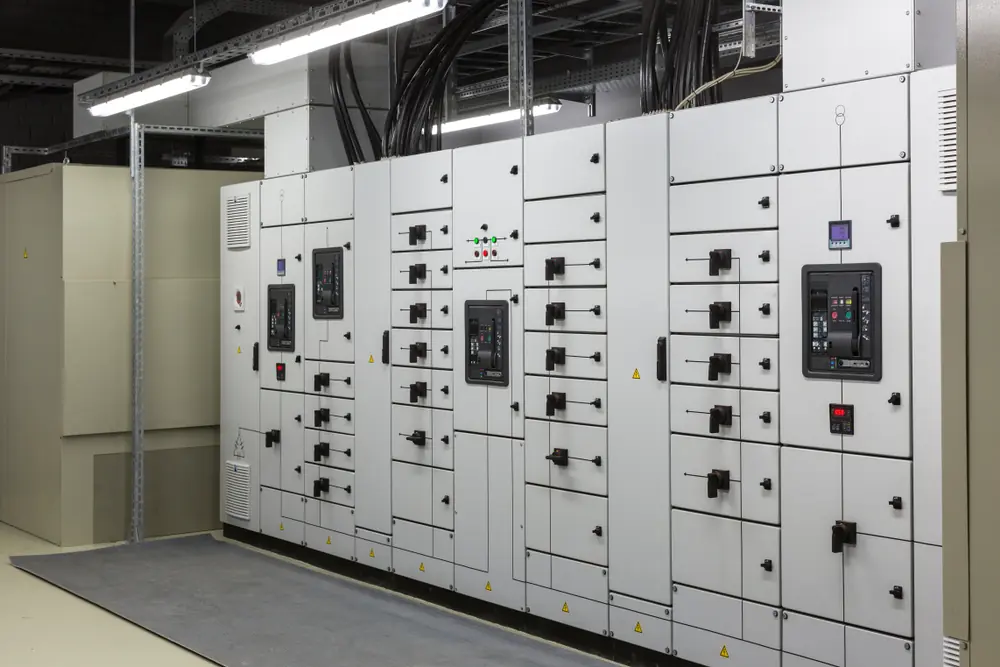 Commercial electrical distribution panels in a switch room
